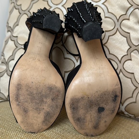Zara Embellished Studded Punk High Heels in Faux suede - 38 - Picture 10 of 16